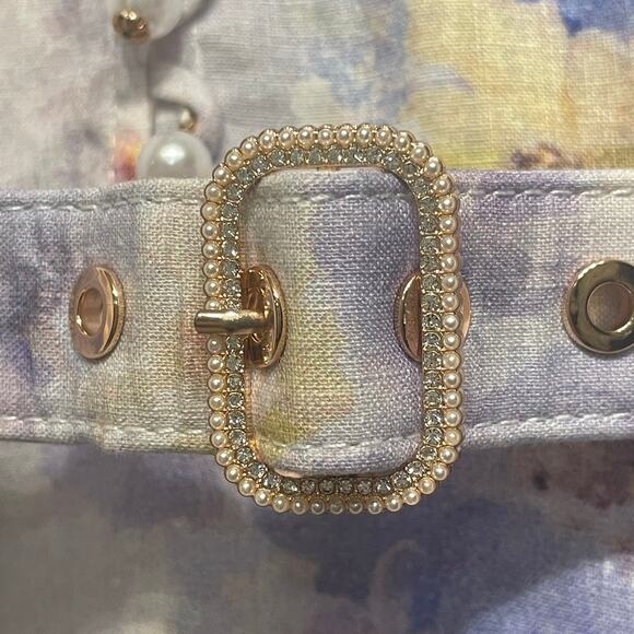 Zimmermann 2, US 6 Crush Buttoned Mini Dress | Lilac Floral Linen 2025 NWOT $950 - Picture 6 of 10